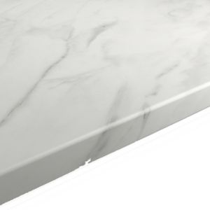 Image of GoodHome 22mm Algiata Matt White Marble effect Laminate Round edge Kitchen Worktop (L)3000mm
