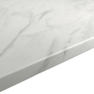 Image of GoodHome 22mm Algiata Matt White Marble effect Laminate Round edge Kitchen Breakfast bar Worktop (L)2000mm