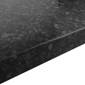 Image of GoodHome 38mm Kabsa Gloss Black Granite effect Laminate Round edge Kitchen Breakfast bar Worktop (L)2000mm