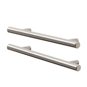 Image of GoodHome Annatto Brushed Nickel effect Zinc alloy Bar Cabinet Handle (L)188mm Pack of 2