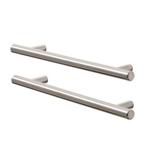Image of GoodHome Annatto Brushed Nickel effect Aluminium Bar Cabinet Handle (L)220mm Pack of 2