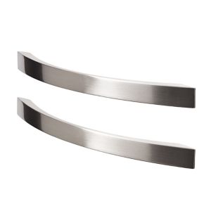 Image of GoodHome Sabaku Brushed Nickel effect Aluminium Bow Cabinet Handle (L)260mm Pack of 2