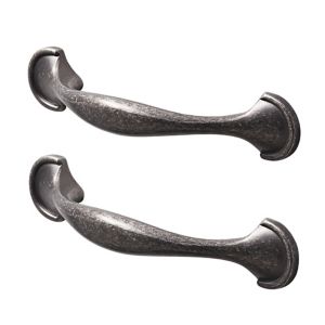 Image of GoodHome Ezov Pewter effect Steel Bow Cabinet Handle (L)119mm Pack of 2