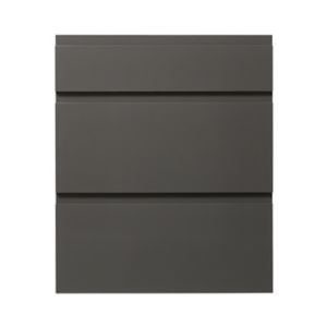 Image of GoodHome Garcinia Gloss anthracite integrated handle Drawer front (W)600mm Pack of 3