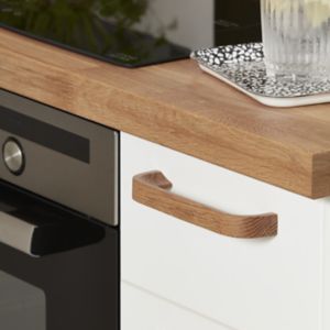 Image of GoodHome Ruta Oak effect Painted Aluminium Curved Cabinet Handle (L)178mm Pack of 2