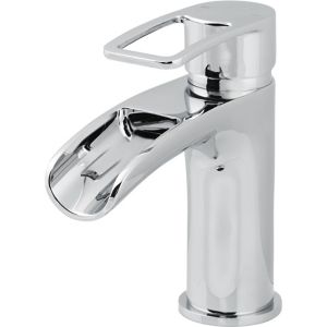 Image of GoodHome Olmeto 1 lever Chrome-plated Waterfall Basin Mono mixer Tap