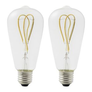 Image of Diall E27 4W 470lm ST64 Warm white LED Filament Light bulb Pack of 2