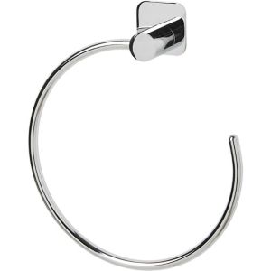 Image of GoodHome Koros Wall mounted Silver Effect Chrome Plated Towel ring
