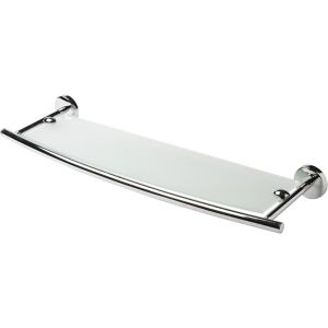 Image of Ormara Silver Effect Chrome Plated Glass Shelf (L)585mm (D)170mm