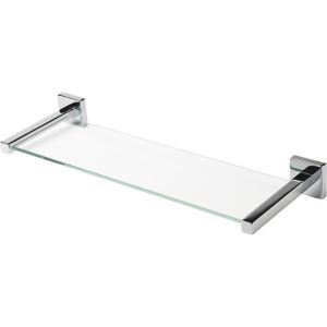 Image of Alessano Silver Effect Chrome Plated Clear Glass Shelf (L)480mm (D)155mm