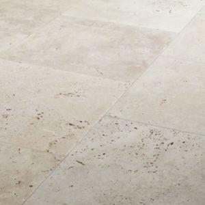 Image of Real Tumbled Travertine Cream Natural stone Floor tile Pack of 4 (L)406mm (W)406mm