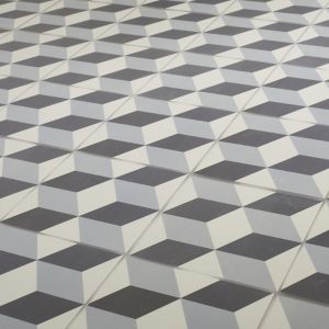 Image of Hydrolic Black & white Matt Concrete Porcelain Floor tile Pack of 25 (L)200mm (W)200mm