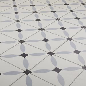 Image of Hydrolic Black & white Matt Calisson Concrete Porcelain Floor tile Pack of 25 (L)200mm (W)200mm