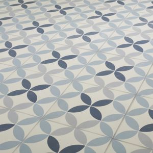 Image of Hydrolic Blue Matt Porcelain Floor tile Pack of 25 (L)200mm (W)200mm