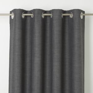 Image of Novan Grey Plain Blackout Eyelet Curtain (W)167cm (L)183cm Single