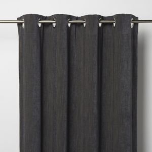 Image of Pahea Dark grey Chenille Blackout Eyelet Curtain (W)117cm (L)137cm Single