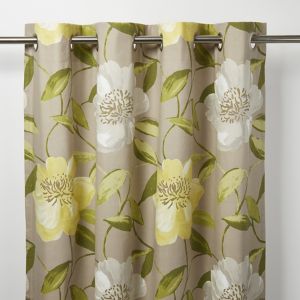 Image of Louga Green grey & yellow Floral Unlined Eyelet Curtain (W)167cm (L)228cm Single