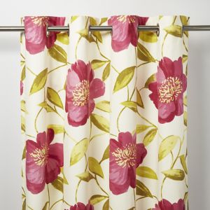 Image of Louga Cream green & pink Floral Unlined Eyelet Curtain (W)140cm (L)260cm Single