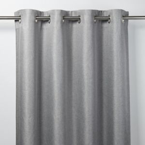 Image of Moggo Grey Herringbone Blackout Eyelet Curtain (W)140cm (L)260cm Single