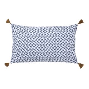 Image of Campton Geometric Blue & white Cushion