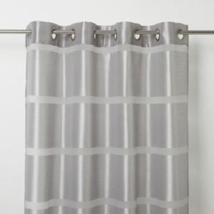 Image of Dokkle Light grey Horizontal stripe Unlined Eyelet Voile curtain (W)140cm (L)300cm Single