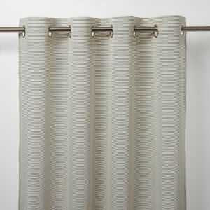 Image of Fola Grey Horizontal stripe Unlined Eyelet Voile curtain (W)140cm (L)260cm Single