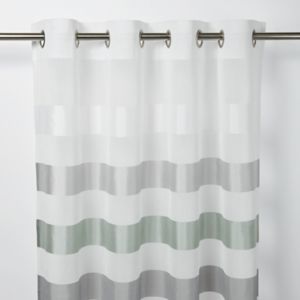 Image of Faga Grey & white Horizontal stripe Unlined Eyelet Voile curtain (W)140cm (L)260cm Single