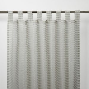 Image of Tolok Grey Horizontal stripe Unlined Tab top Voile curtain (W)140cm (L)260cm Single