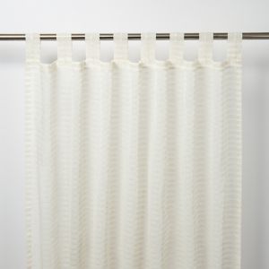 Image of Tolok Ivory Horizontal stripe Unlined Tab top Voile curtain (W)140cm (L)260cm Single