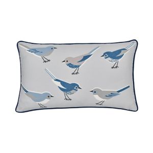 Image of Aventurine Birds Blue & grey Cushion