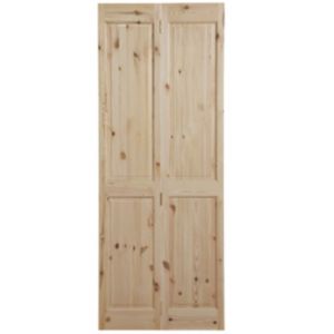 Image of 4 panel Knotty pine Internal Bi-fold Door set (H)1981mm (W)686mm