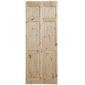 Image of 6 panel Knotty pine Internal Bi-fold Door set (H)1945mm (W)675mm