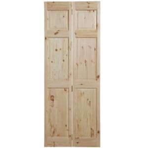 Image of 6 panel Knotty pine Internal Bi-fold Door set (H)1950mm (W)750mm