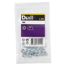 Image of Diall M5 Carbon steel Hex Nut Pack of 20