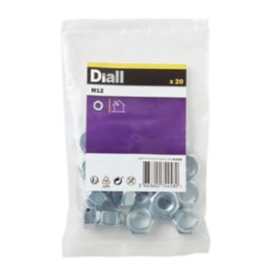 Image of Diall M12 Carbon steel Hex Nut Pack of 20