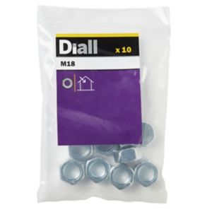 Image of Diall M18 Carbon steel Lock Nut Pack of 10