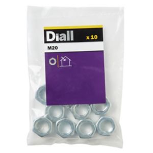 Image of Diall M20 Carbon steel Lock Nut Pack of 10