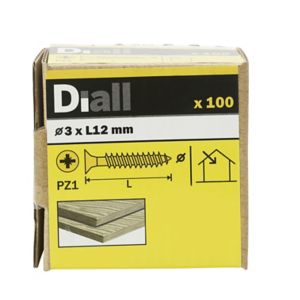 Image of Diall Yellow zinc-plated Carbon steel Wood Screw (Dia)3.5mm (L)12mm Pack of 100