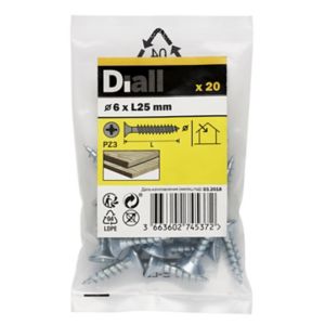 Image of Diall Zinc-plated Carbon steel Wood Screw (Dia)6mm (L)25mm Pack of 20