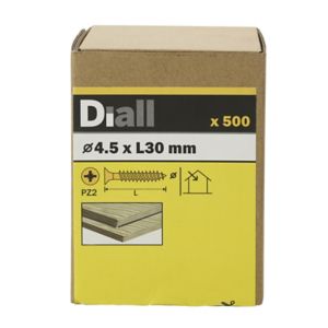 Image of Diall Yellow zinc-plated Carbon steel Wood Screw (Dia)4.5mm (L)30mm Pack of 500