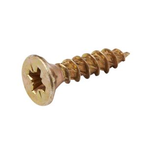 Image of TurboDrive Yellow zinc-plated Steel Wood Screw (Dia)4.5mm (L)20mm Pack of 20