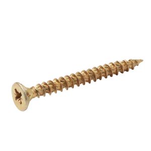 Image of TurboDrive Yellow zinc-plated Steel Wood Screw (Dia)5mm (L)50mm Pack of 100