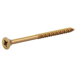 Image of TurboDrive Yellow zinc-plated Steel Wood Screw (Dia)5mm (L)80mm Pack of 100