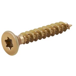 Image of TurboDrive Yellow zinc-plated Steel Wood Screw (Dia)6mm (L)40mm Pack of 100