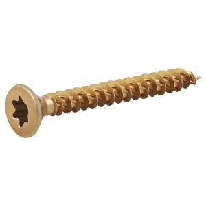 Image of TurboDrive Yellow zinc-plated Steel Wood Screw (Dia)6mm (L)50mm Pack of 100
