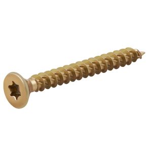 Image of TurboDrive Yellow zinc-plated Steel Wood Screw (Dia)6mm (L)60mm Pack of 100