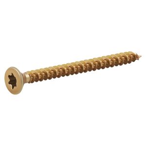 Image of TurboDrive Yellow zinc-plated Steel Wood Screw (Dia)5mm (L)60mm Pack of 200