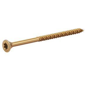 Image of TurboDrive Yellow zinc-plated Steel Wood Screw (Dia)5mm (L)80mm Pack of 200