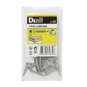 Image of Diall Stainless steel Wood Screw (Dia)3.5mm (L)25mm Pack of 20