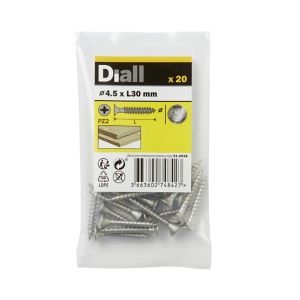 Image of Diall Stainless steel Wood Screw (Dia)4.5mm (L)30mm Pack of 20
